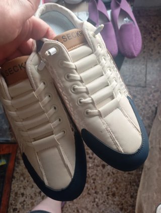 Deportivos zuecos hombre beige y azul