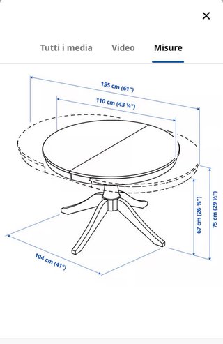 Tavolo rotondo IKEA allungabile bianco