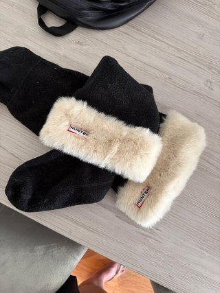 Calcetines Hunter Forro Pelo Beige Negro