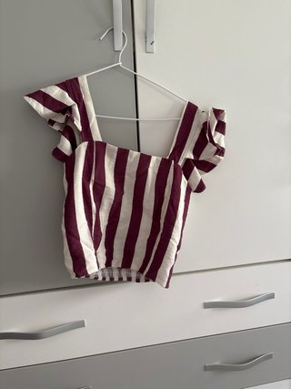 Conjunto Top y Falda Rayas Morado/Blanco