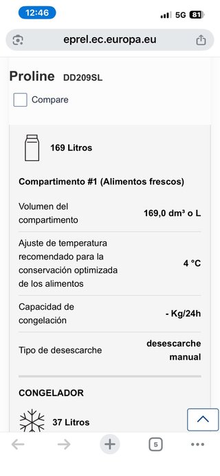 Frigorífico Proline D Nuevo
