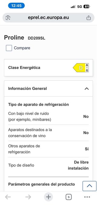 Frigorífico Proline D Nuevo
