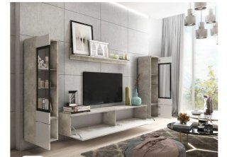 Mueble de Salón Gris y Blanco