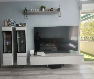 Mueble de Salón Gris y Blanco