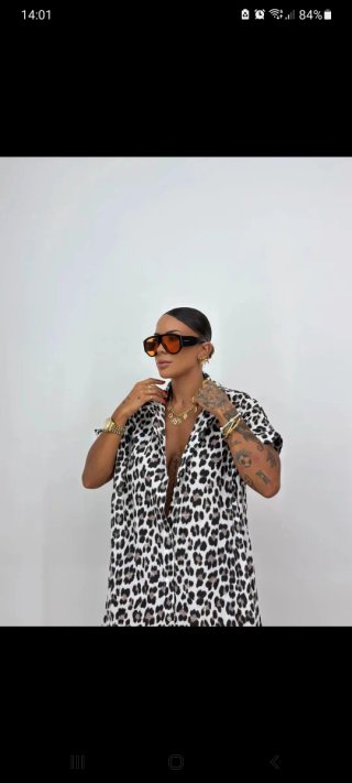 Vestido animal print beige y negro