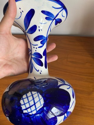 Jarrón de cerámica decorativo flores azules
