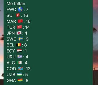 Cartas faltantes Mundial 2026