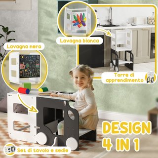 Escalera Montessori 4 en 1 para Niños con 2 Pizarr