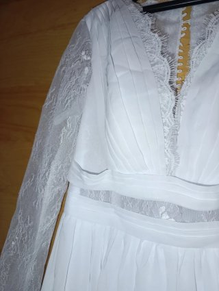 Vestido de Novia Blanco Encaje Manga Larga