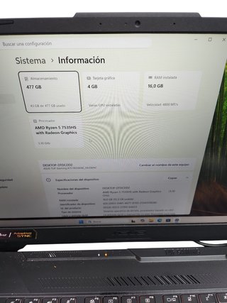 Portátil ASUS TUF GAMING A15 16GB RAM 512GB