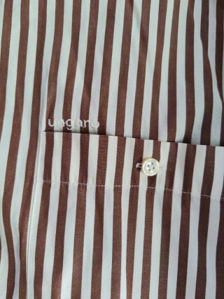 Camisa de vestir Ungaro rayas marrones. Talla 6