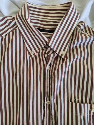Camisa de vestir Ungaro rayas marrones. Talla 6