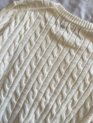 Jersey Polo Ralph Lauren Cable Knit M Blanco