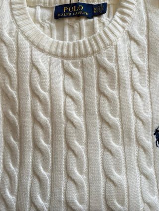 Jersey Polo Ralph Lauren Cable Knit M Blanco
