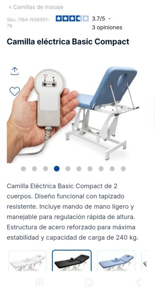 Camilla de masaje eléctrica e hidráulica sin uso