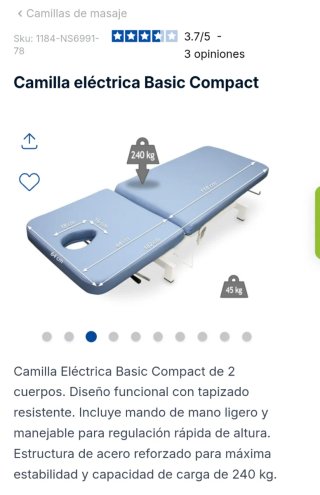 Camilla de masaje eléctrica e hidráulica sin uso