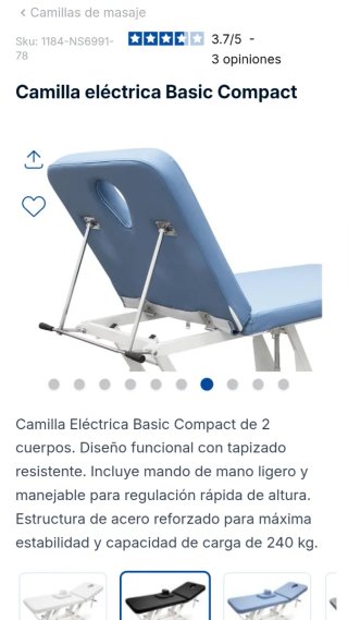 Camilla de masaje eléctrica e hidráulica sin uso