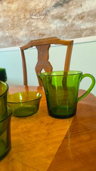 Vajilla Duralex Verde Vintage Años 60/70