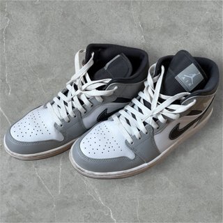 Nike Air Jordan 1 Mid Grigio Bianco Taglia 44