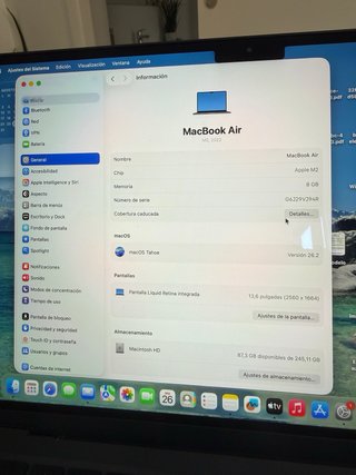MacBook Air M2 8GB RAM 256GB Azul Medianoche
