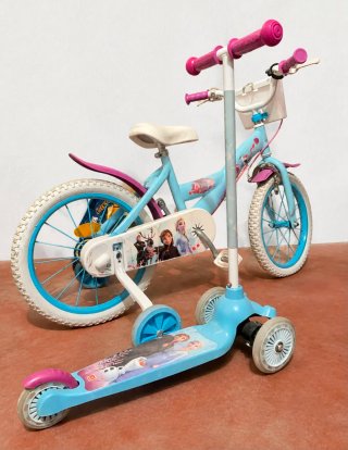 Bicicleta y Patinete Frozen Niña