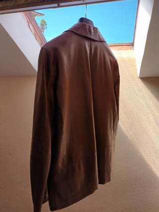 Chaqueta de cuero marrón talla 42