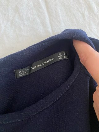 Vestido azul de manga corta talla S Zara
