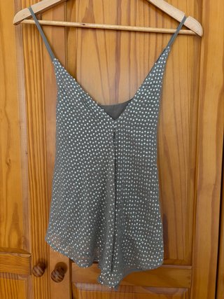 Top lentejuelas gris/plata talla única