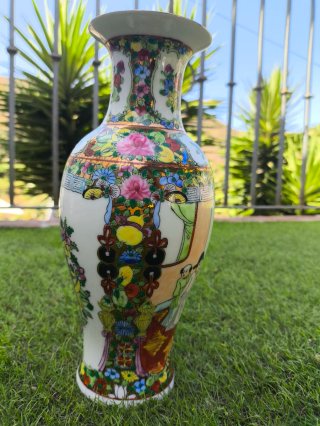 Jarrón porcelana chino multicolor