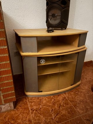 Mueble auxiliar madera y cristal