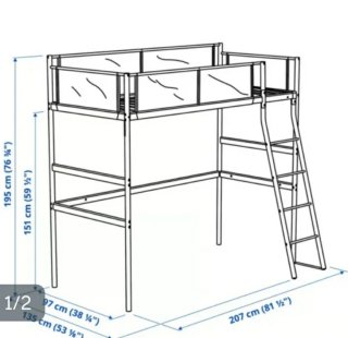 Cama alta IKEA Vital 90x200 con escritorio
