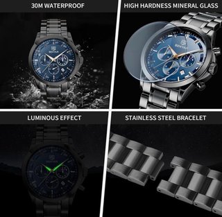 Reloj Benyar Cronógrafo Azul y Plateado