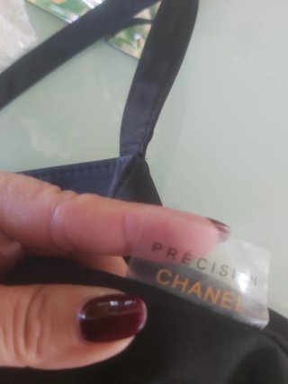 Borsa shopper Chanel nera con logo con paillettes