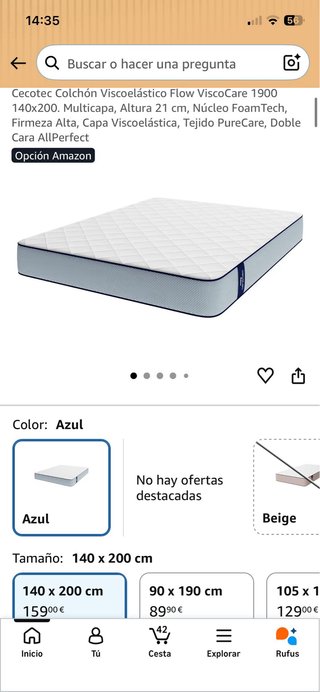 Nuovo materasso in memory foam 140x200