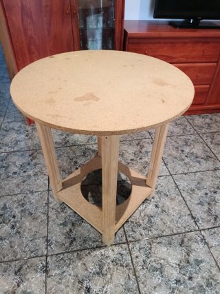 Mesa camilla redonda madera para brasero