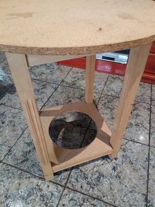 Mesa camilla redonda madera para brasero