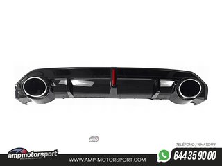 DIFUSOR TRASERO PARA AUDI A3 8Y SEDAN S-LINE 2020- NEGRO BRILLO + LUZ FRENO