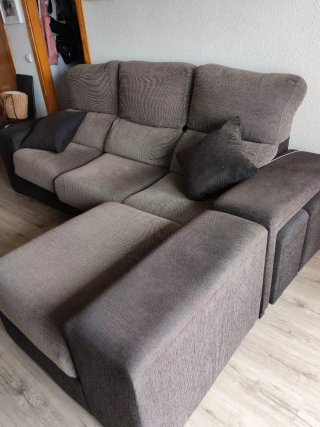 Sofá modular tela gris y negro