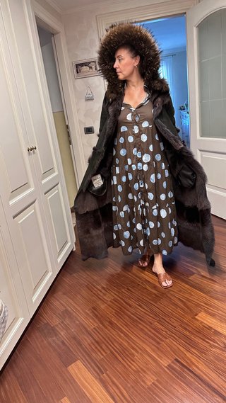 Cappotto lungo donna nero/marrone