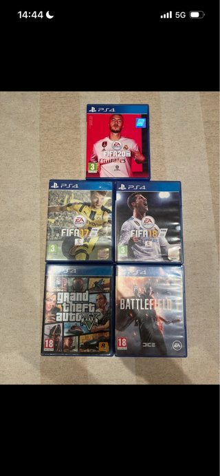 Pack 5 Juegos PS4: FIFA 17, 18, 20, GTA V, Battlef