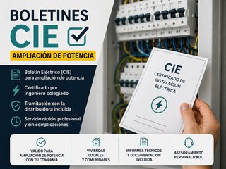 Boletín  CIE para ampliación de potencia eléctrica
