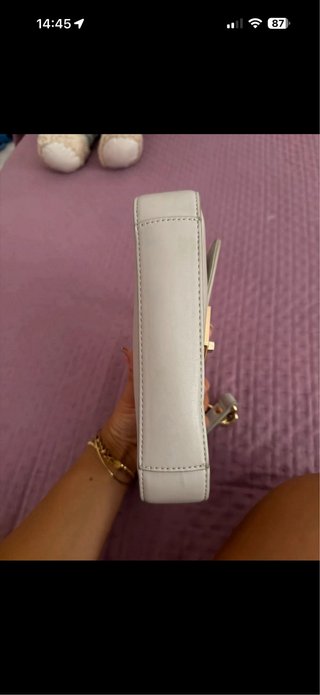 Borsa a spalla Carpisa grigio con dettagli oro