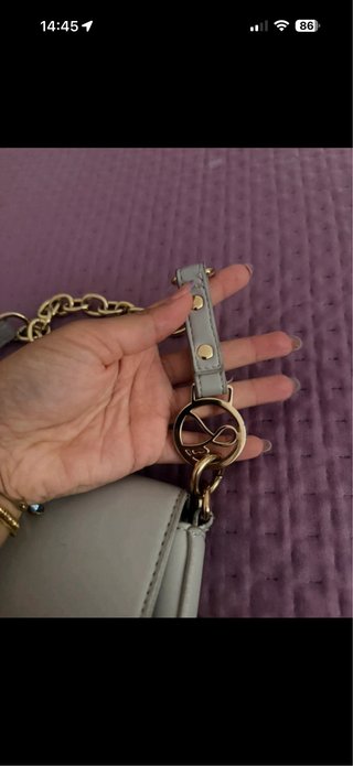 Borsa a spalla Carpisa grigio con dettagli oro