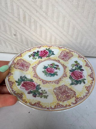 Plato porcelana china vintage peonías 1950
