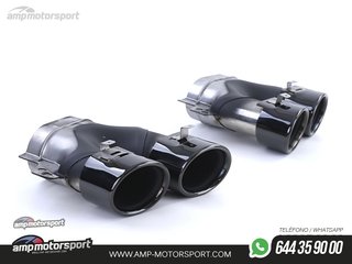 DIFUSOR TRASERO NEGRO BRILLO CON COLAS REDONDAS NEGRAS PARA MERCEDES CLASE C COUPE C205