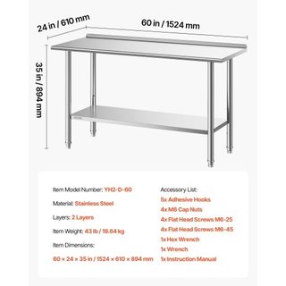 Mesa de trabajo de acero inoxidable, mesa de prepa