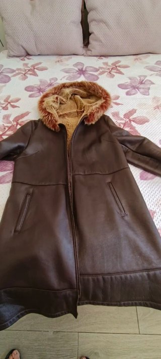 Abrigo de piel marrón mujer