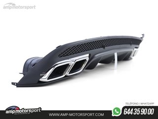 DIFUSOR TRASERO CON COLAS DE ESCAPE CROMADAS MERCEDES CLASE C W205 LOOK C63 AMG