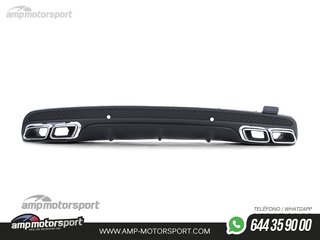 DIFUSOR TRASERO CON COLAS DE ESCAPE CROMADAS MERCEDES CLASE C W205 LOOK C63 AMG