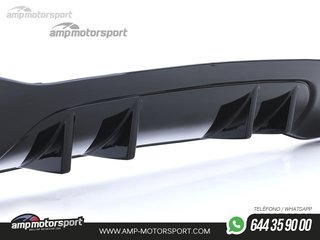 DIFUSOR TRASERO NEGRO BRILLO CON COLAS SIMPLES NEGRAS PARA MERCEDES CLASE A W177